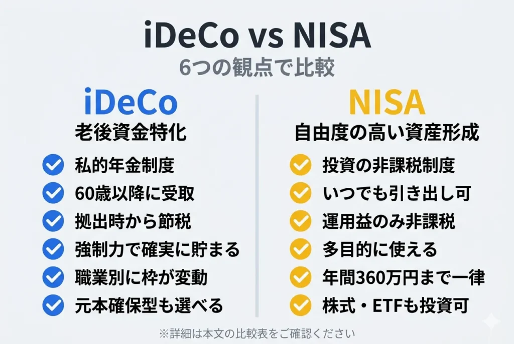 iDeCo vs NISA 6つの観点で比較