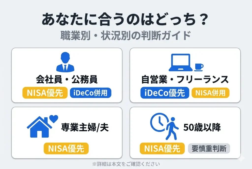 あなたに合うのはどっち 職業別の判断フロー